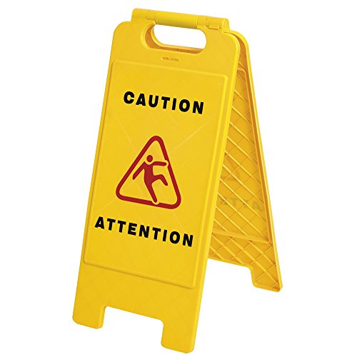 Pioneer V6300260-O/S Bilingual Janitorial Floor Sign,"Caution/Attention" Yellow, 29' X 12' - Work Site and Traffic Safety - Proindustrialequipment