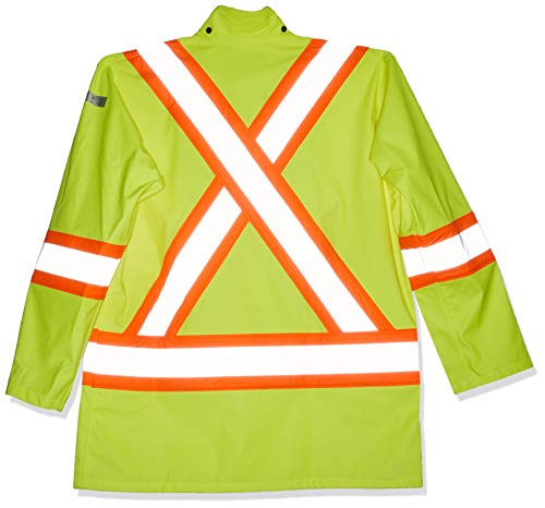 Pioneer V3520160-XL FR Oil & Chemical Resistant Rain Jacket - Hi-Vis Lightweight, Yellow-Green, XL - Clothing - Proindustrialequipment