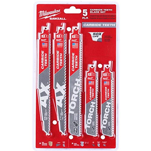 Milwaukee 49-22-3306 Juego de cuchillas SAWZALL con dientes de carburo de 5 piezas