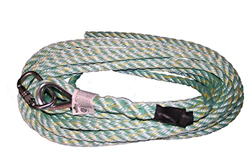 PeakWorks V84013200 - Carabiner & Back Splice - 200' (61 m), 5/8" Polysteel Rope - Fall Protection Vertical Lifeline - Fall Protection - Proindustrialequipment