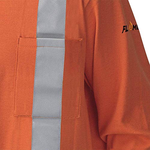 Pioneer Flame Resistant Cotton Long Sleeve High Visibility Safety Work Shirt, Orange, 4XL, V2580450-4XL - Clothing - Proindustrialequipment