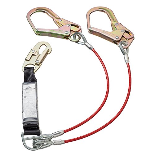 PeakWorks CSA 4' (1.2 m) Shock Pack - Snap & Form Hooks - Twin Leg 100% Tie Off - E4 Shock Absorbing Fall Arrest Lanyard Connector, 1/4" Galvanized Cable, V8108224 - Fall Protection - Proindustrialequipment
