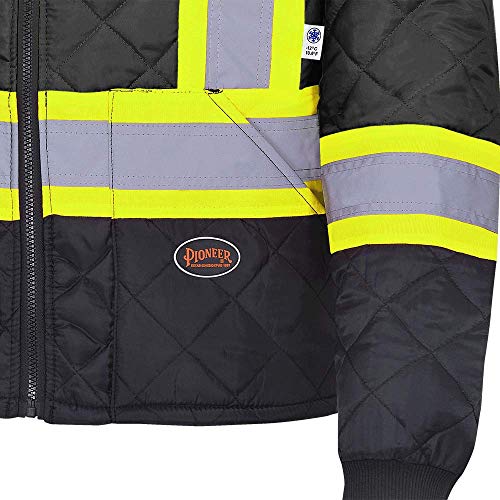 Pioneer V1170170-S High Visibility Quilted Freezer Jacket, Black, S - Clothing - Proindustrialequipment