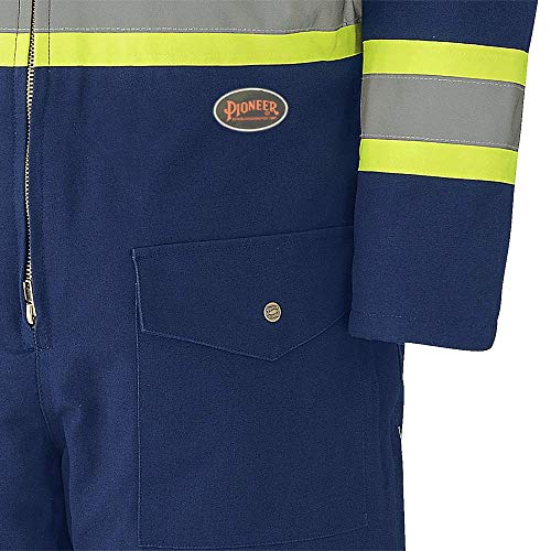Pioneer Winter Heavy-Duty High Visibility Insulated Work Coverall, Quilted Cotton Duck Canvas, Hip-to-Ankle Zipper, Navy Blue, XL, V206098A-XL - Clothing - Proindustrialequipment