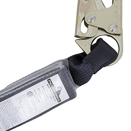 PeakWorks V81031065 -SHOCK ABSORBING LANYARD (110 – 220 LB CAPACITY) - SP - SINGLE LEG - SNAP HOOKS - 2.5' (0.8 M) - Fall Protection - Proindustrialequipment