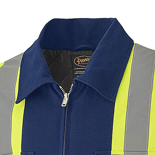 Pioneer Winter Heavy-Duty High Visibility Insulated Work Coverall, Quilted Cotton Duck Canvas, Hip-to-Ankle Zipper, Navy Blue, S, V206098A-S - Clothing - Proindustrialequipment
