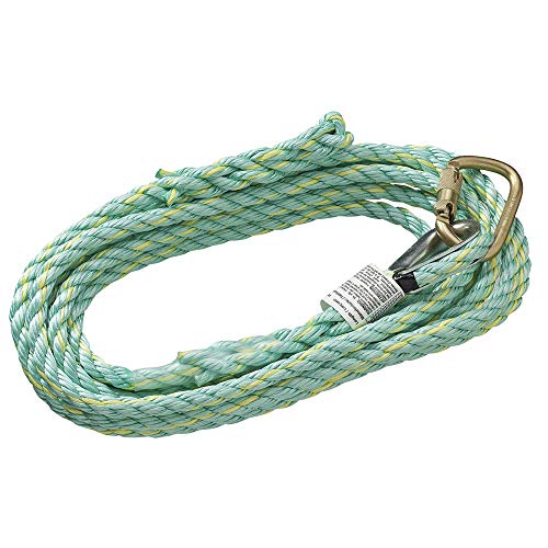 PeakWorks V84013050 - Carabiner & Back Splice - 50' (15.2 m), 5/8" Polysteel Rope - Fall Protection Vertical Lifeline - Fall Protection - Proindustrialequipment