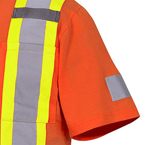 Pioneer 100% Cotton High Visibility T-Shirt, Startech Reflective Tape, Orange, 4XL, V1050550-4XL - Clothing - Proindustrialequipment