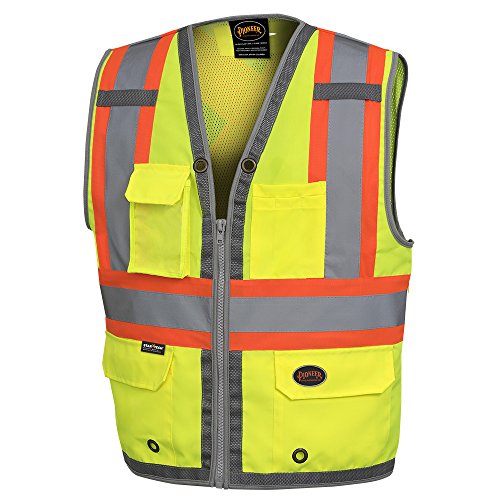 Pioneer High Visibility Surveyor Safety Vest, Mesh Back - Front Zipper, Yellow-Green, 2XL, V1010260-2XL - Clothing - Proindustrialequipment