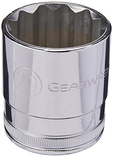 GEARWRENCH 80683 1/2" Drive 12 Point Standard Metric Socket 29mm, Black