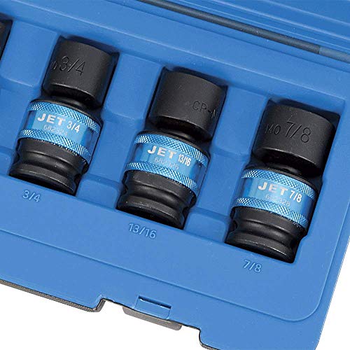 Jet 1/2-inch Drive, 7-Piece Universal Regular SAE Professional Impact Socket Set, 6 Point, 610382 - Sockets and Tools Set - Proindustrialequipment