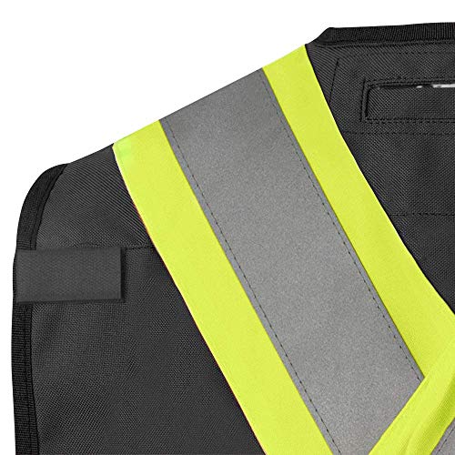 Pioneer CSA Heavy-Duty Reflective Surveyor Work Safety Vest, Radio Pocket and Pen Slots, Black, 2XL, V1010570-2XL - Clothing - Proindustrialequipment