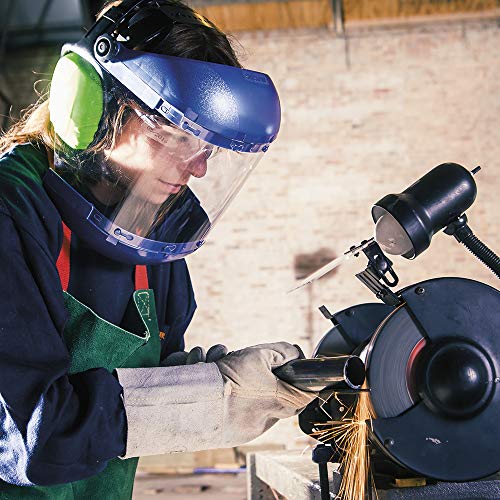 Sellstrom S38110 Series Blue Plastic Crown/Chin Guard and Clear Window Protective Faceshield with Ratchet Headgear - Eye Protection - Proindustrialequipment