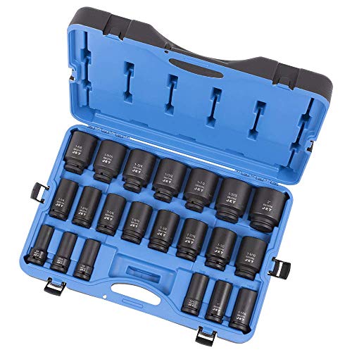 Jet 3/4-inch Drive, 21-Piece Regular SAE Professional Impact Socket Set, 6 Point, 610410 - Sockets and Tools Set - Proindustrialequipment