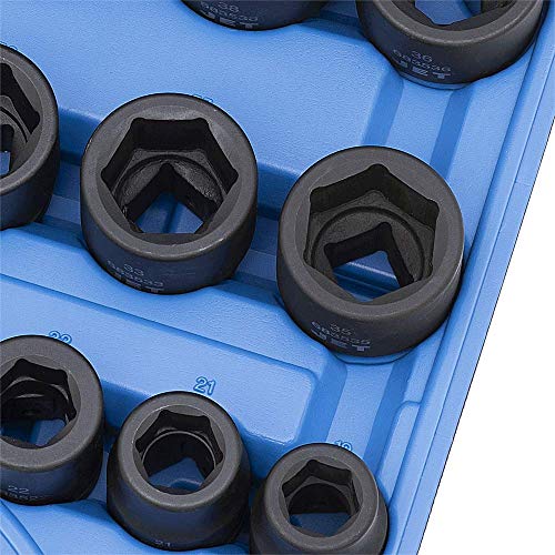 Jet 3/4-inch Drive, 17-Piece Regular Metric Professional Impact Socket Set, 6 Point, 610407 - Sockets and Tools Set - Proindustrialequipment