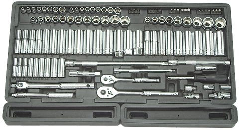 Advanced Tool Design Modelo ATD-1380 Juego de vasos de 6 puntos con accionamiento de 1/4 y 3/8 pulgadas en bandeja organizadora moldeada por soplado, 106 piezas