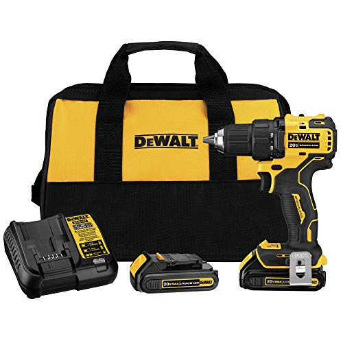 DEWALT 20V MAX* Cordless Drill/Driver Kit, Compact, 1/2-Inch (DCD708C2)