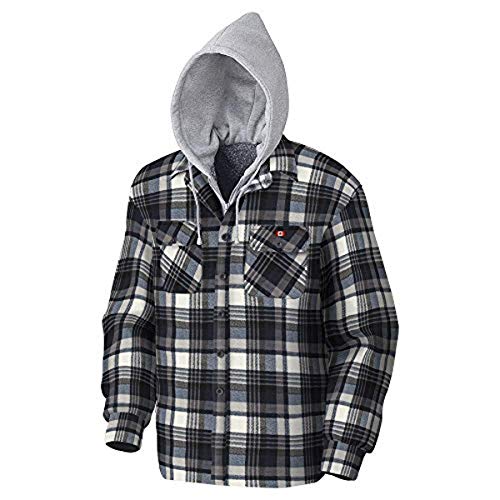 Pioneer V3080396-2XL Polar Fleece Work Shirt - Quilted Hooded, Blue-Grey Plaid, 2XL - Clothing - Proindustrialequipment