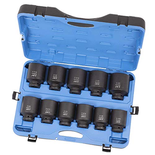 Jet 1-inch Drive, 11-Piece Jumbo Deep SAE Professional Impact Socket Set, 6 Point, 610504 - Sockets and Tools Set - Proindustrialequipment