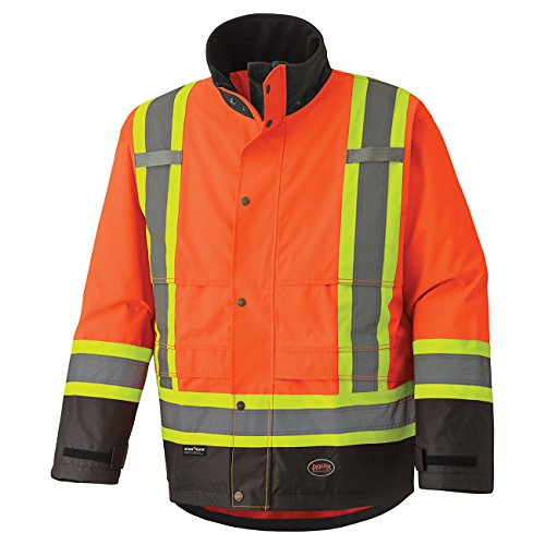 Pioneer V1200250-XL Heavy-Duty Waterproof Reflective Safety Jacket, Multiple Ventilation Panels, Orange, XL - Clothing - Proindustrialequipment