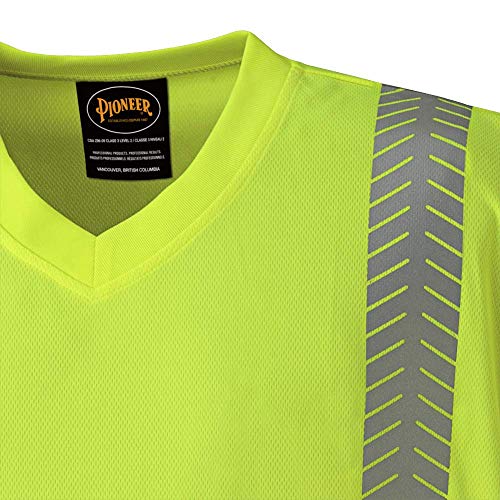 Pioneer Ultra-Breathable UPF 50+ UV Protection Hi Vis T-Shirt, Zebra Reflective Stripe, Yellow/Green, XL, V1052160-XL - Clothing - Proindustrialequipment