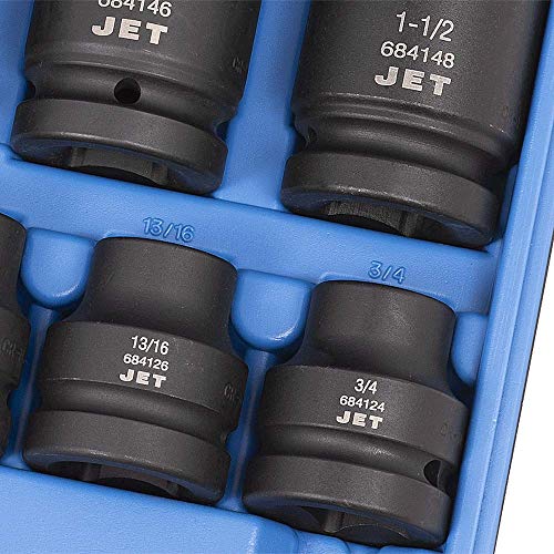 Jet 1-inch Drive, 18-Piece Regular SAE Professional Impact Socket Set, 6 Point, 610509 - Sockets and Tools Set - Proindustrialequipment