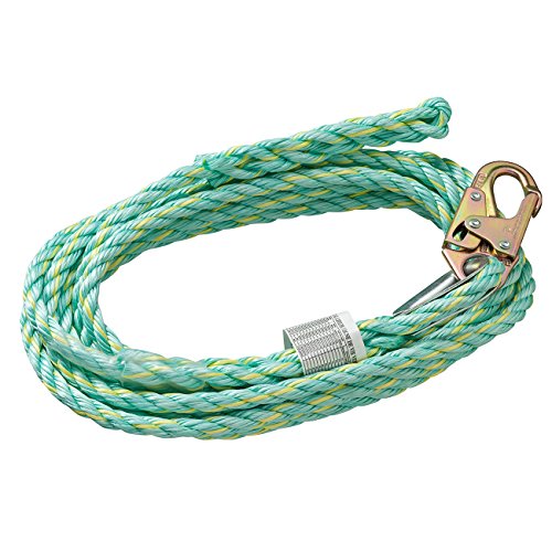 PeakWorks V84014150 - Snap Hook & Back Splice - 150' (45.7 m), 5/8" Polysteel Rope - Fall Protection Vertical Lifeline - Fall Protection - Proindustrialequipment