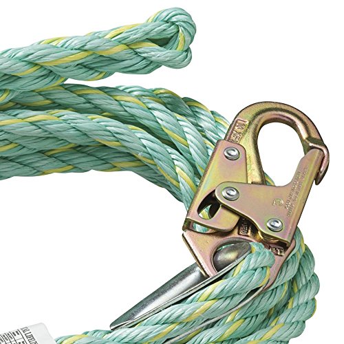 PeakWorks V84014050 - Snap Hook & Back Splice - 50' (15.2 m), 5/8" Polysteel Rope - Fall Protection Vertical Lifeline - Fall Protection - Proindustrialequipment