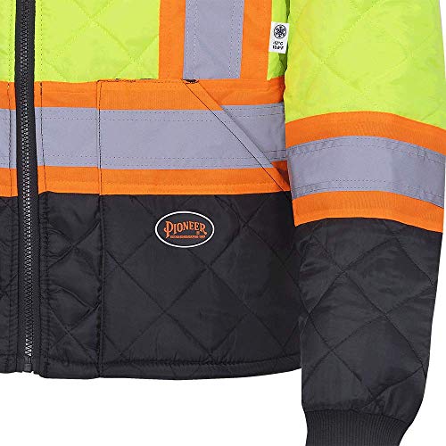 Pioneer V1170160-3XL High Visibility Quilted Freezer Jacket, Yellow-Green, 3XL - Clothing - Proindustrialequipment