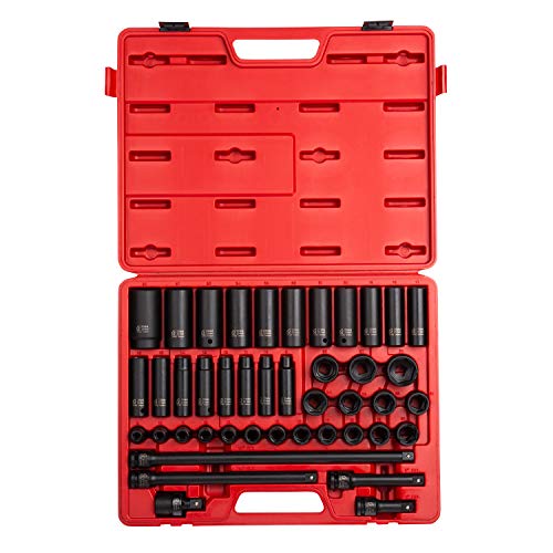 Sunex 2569, 1/2" Drive Master Impact Socket Set, 43Piece, Metric, 9mm - 30mm, Standard/Deep, Cr-Mo Alloy Steel, Radius Corner Design, Heavy Duty Storage Case, Universal Joint & Impact Extensions