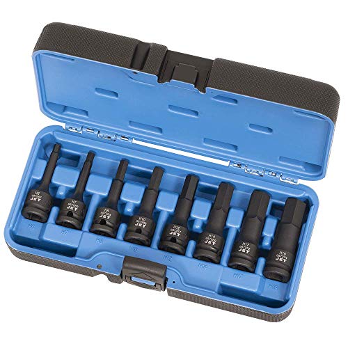 Jet 1/2-inch Drive, 8-Piece 3-inch Metric Professional Hex Bit Impact Socket Set, 610333 - Sockets and Tools Set - Proindustrialequipment