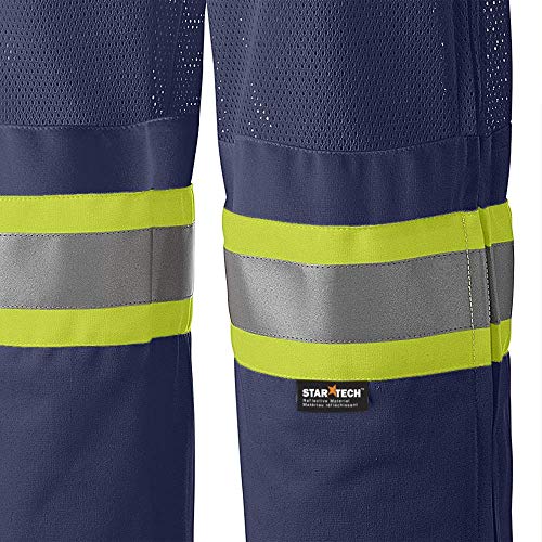 Pioneer Easy Boot Access 5 Pockets Work Pants, Adjustable Elastic Waist, Reflective Stripe, NavyBlue, L, V1070380-L - Clothing - Proindustrialequipment