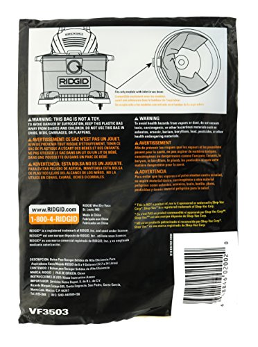 Ridgid VF3503 Bags for 6-9 Gallon Ridgid Vacuums - Vaccum Bags - Proindustrialequipment