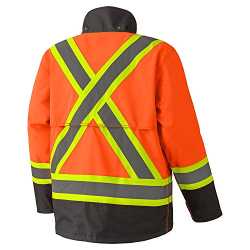 Pioneer V1200250-S Heavy-Duty Waterproof Reflective Safety Jacket, Multiple Ventilation Panels, Orange, Small - Clothing - Proindustrialequipment