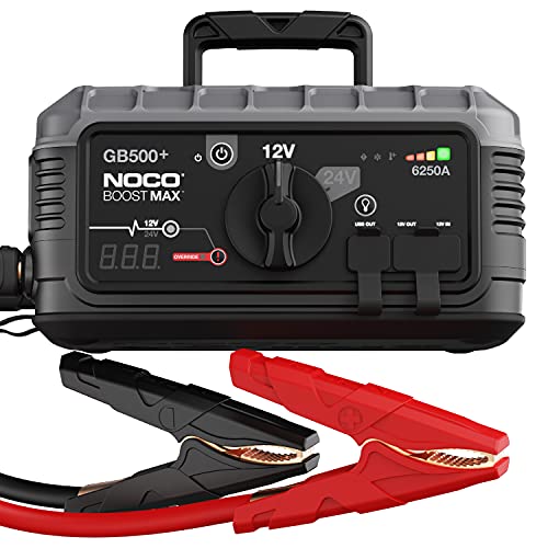 NOCO Boost Max GB500 6250 Amp 12-Volt and 24-Volt UltraSafe Portable Lithium Jump Starter Box, Battery Booster Pack, and Commercial Jumper Cables for Gasoline and Diesel Engines Up to 45-Liters