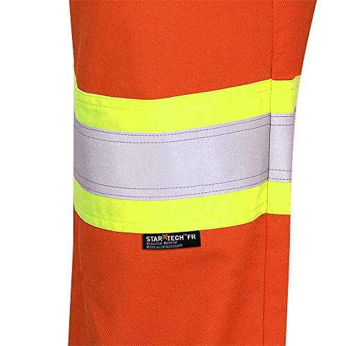 Pioneer ARC 2 Premium Cotton and Nylon Flame Resistant Work Pants, 4 Pockets, Hi Vis Reflective Stripe, Orange, 38X32, V2540550-38x32 - Clothing - Proindustrialequipment