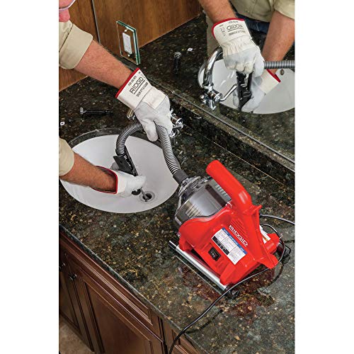 Ridgid 55808 PowerClear Drain Cleaning Machine 120V Drain Cleaner Cleans Tub, Shower or Sink Blockages from 3/4" to 11/2" Diameter, Red - Drain Augers - Proindustrialequipment