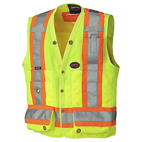 Pioneer Lightweight Durable Hi Vis Surveyor Safety Vest, Multi-Pocket, Snap Button, Yellow-Green, 2XL, V1010140-2XL - Clothing - Proindustrialequipment