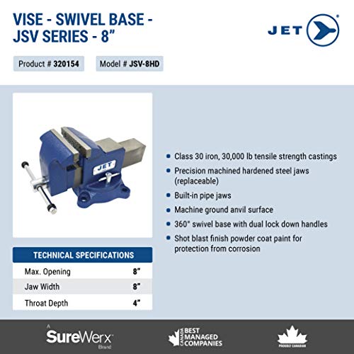 Jet 320154-8" Swivel Base Vise – Heavy Duty - Sockets and Tools Set - Proindustrialequipment