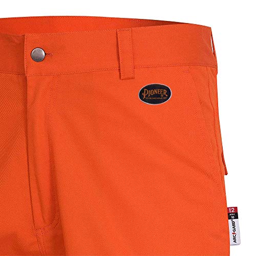 Pioneer ARC 2 Premium Cotton and Nylon Flame Resistant Work Pants, 4 Pockets, Hi Vis Reflective Stripe, Orange, 38X32, V2540550-38x32 - Clothing - Proindustrialequipment