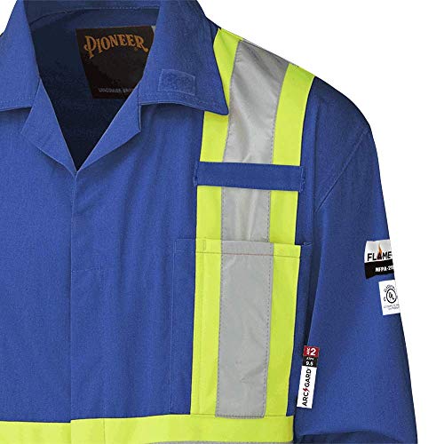 Pioneer CSA Action Back Flame Resistant ARC 2 Work Coverall, Hi Vis 100% Cotton, Elastic Waist, Royal Blue, 40, V2520210-40 - Clothing - Proindustrialequipment