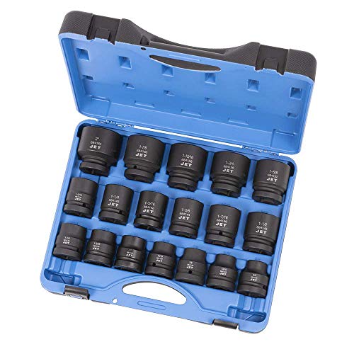 Jet 1-inch Drive, 18-Piece Regular SAE Professional Impact Socket Set, 6 Point, 610509 - Sockets and Tools Set - Proindustrialequipment