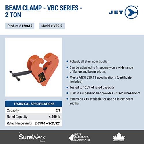 Jet 120615-2 Ton Beam Clamp-Vbc Series - Clamps and Trolleys - Proindustrialequipment