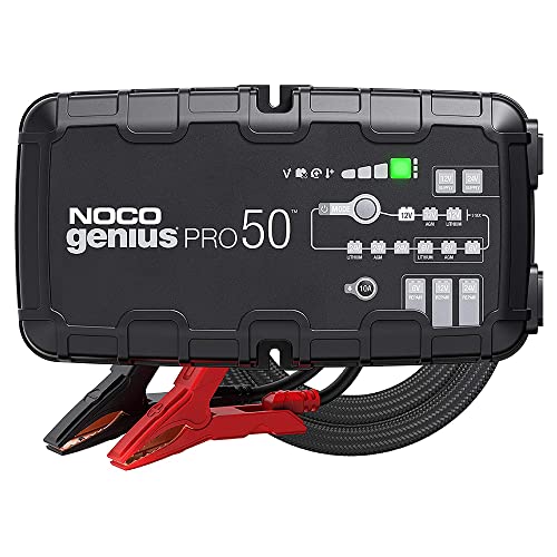 NOCO GENIUSPRO50, 50-Amp Fully-Automatic Professional Smart Charger, 6V, 12V and 24V Battery Charger, Battery Maintainer, Power Supply, and Battery Desulfator with Temperature Compensation, Black