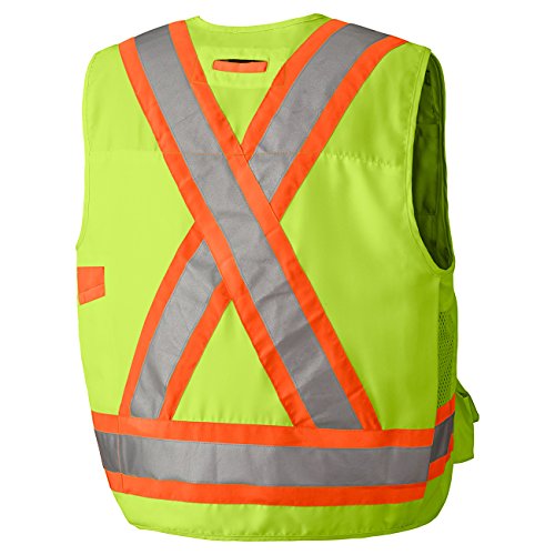 Pioneer Lightweight Durable Hi Vis Surveyor Safety Vest, Multi-Pocket, Snap Button, Yellow-Green, M, V1010140-M - Clothing - Proindustrialequipment