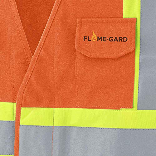 Pioneer Flame Resistant (FR) Hi Vis Cotton Work Safety Vest, Phone Pocket, Orange, 5XL, V2510150-5XL - Clothing - Proindustrialequipment