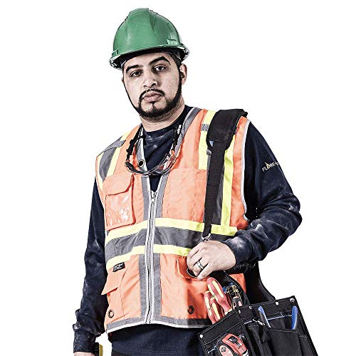 Pioneer High Visibility Surveyor Safety Vest, Mesh Back - Front Zipper, Orange, XL, V1010250-XL - Clothing - Proindustrialequipment