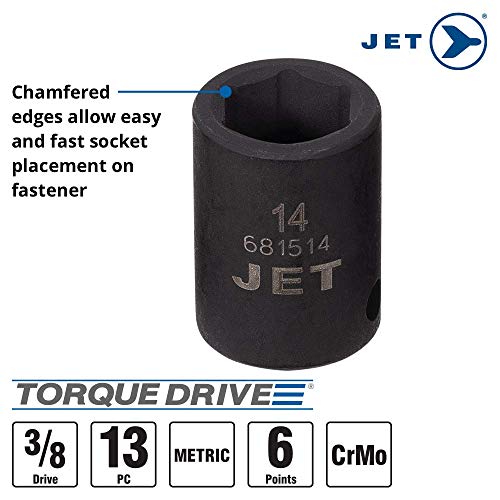 Jet 3/8-inch Drive, 13-Piece Regular Metric Professional Impact Socket Set, 6 Point, 610217 - Sockets and Tools Set - Proindustrialequipment