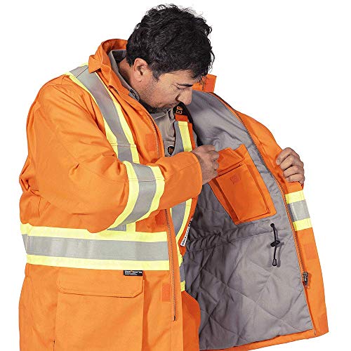 Pioneer V2560250-2XL Flame Resistant Quilted Cotton Safety Parka, Orange-2XL - Clothing - Proindustrialequipment