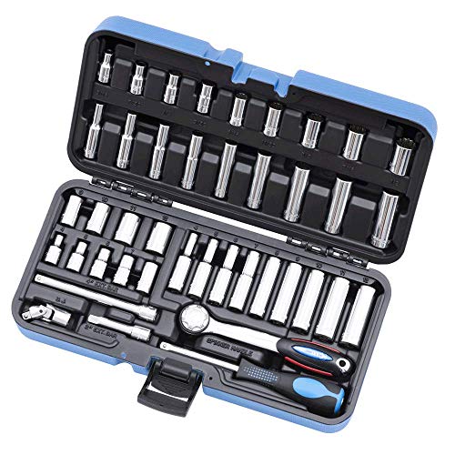 Jet 42-Piece 1/4-inch Drive SAE/Metric, 12 Point, Ratchet Wrench Chrome Socket Set, 600126 - Sockets and Tools Set - Proindustrialequipment